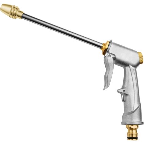 Bravix Pistolet D'Arrosage Métal, Pistolet Arrosoir Métal Haute Pression, Pistolet À Eau De Jardin Robuste Avec Buse En Laiton Lavage De Voiture, Nettoyage, Irrigation De Jardin Et Pelouse- Long