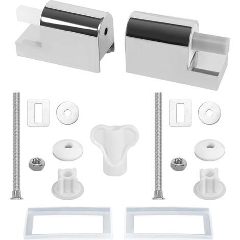 Bravix Abattant Wc Fixations Charnières, Lot De 2 Charniere Abattant Wc Charnières Universelles Pour Siège De Toilette, Charnières De Siège De Toilette À Fermeture Douce Kit Fixations Remplacement