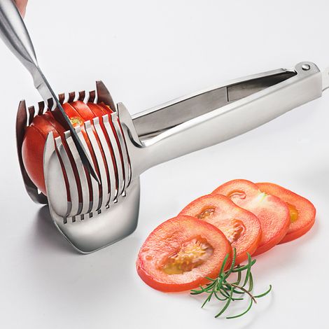 Coupe Pince Coupe Tomate Assistant Trancheur Avec Manche Long Support À Pince À Fruit Rond Uniformément Alliage D'Aluminium Facile À Trancher Kiwi Outils