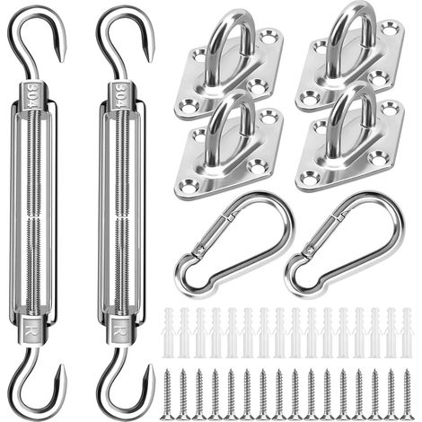 Bravix Kit De Matériel Pour Voiles D'Ombrage,kit De Fixation Pour Voile D'Ombrage 304 Inoxydable,fixations D'Ombrage De Voile Pour Triangle Et Carré,soleil Voile D'Ombrage Accessoires De Fixation