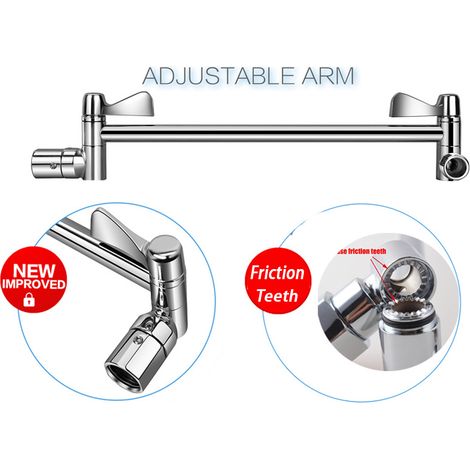 Bravix Bras D'Extension Pour Pommeau De Douche Réglable Matériel De Rallonge Pour Bras De Douche En Laiton De Montage Mural En Nickel Brossé Pour Pommeau De Douche