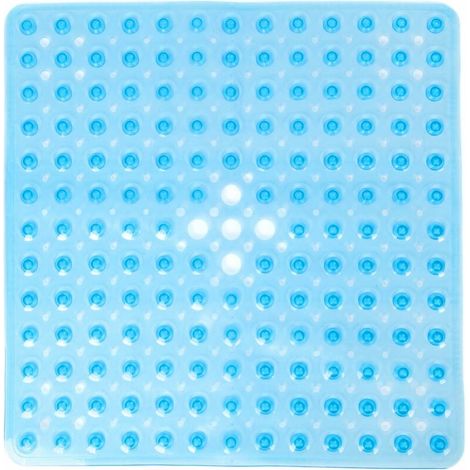 Bravix Tapis De Baignoire Carré Antidérapant Tapis De Bain Et De Douche En Pvc Transparent Tapis De Douche Antibactérien Tapis De Bain Antimoisisissure Pour Salle De Bain,53cmx53cm Bleu