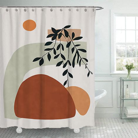 Bravix 1pc Rideau De Douche Abstrait Pour Salle De Bain, Art Esthétique Moderne, Rideau De Bain Imprimé (abstrait, 180 X 180 Cm)