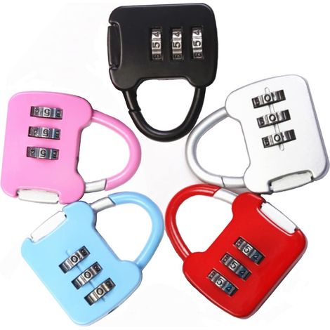 Cadenas Valise Avion, 5pcs Cadenas Code De 3 Chiffres, Cadenas De Sécurité À Combinaison À 3 Chiffres Réinitialisables Pour Lockers Gym, École, Clôture Et Entreposage(coloré)