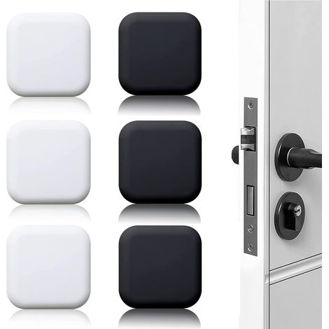 Bravix 6 Pièces Butée De Porte Murale Noire/blanche Adhésive 45mm45mm Bloc Porte Stop Porte Mural Adhesif Butoir Porte Mural Adhesif