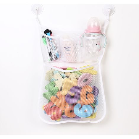 Bravix Filet De Rangement Salle De Bain Jouet De Stockage Sac À Jouet Du Bain Avec 2 Crochets Robustes Auto-adhésifs 3245cm
