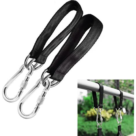 Bravix Lot De 2 Sangles De Suspension En Nylon Résistant - Kit De Fixation Pour Hamac Et Balançoire, Accessoires En Acier Inoxydable, Idéal Pour Chaises Suspendues Et Balançoires D'Arbre
