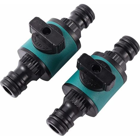 Bravix 2 Pièces 16mm Tuyau D'Arrosage Connecteur Rapide Avec Robinet D'Arrêt 2 Voies
