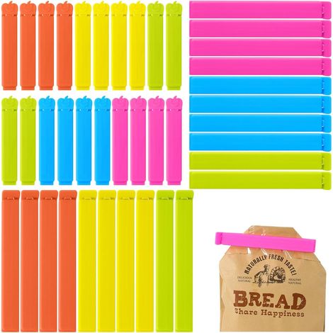 Bravix 40 Pièces Pince Sachet Alimentaire, 7/11 Cm Fermeture Sachet Alimentaire, Plusieurs Couleurs Pince Alimentaire Cuisine Pour Emballage Cuisine Bonbons Snack
