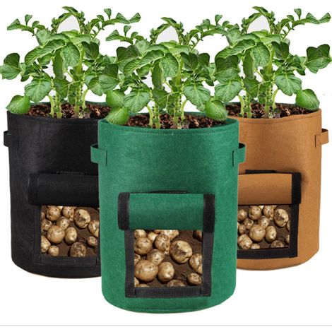 Bravix 3 Pièces Tour A Pomme De Terre Sac De Plantation Jardin Tissu Non-tissé Avec Rabat Et Poignées Pomme