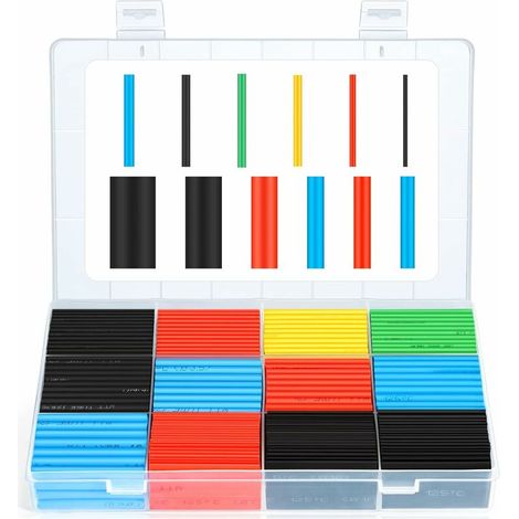 Gaine Thermorétractable, 560 Pièces Tube Thermorétractable Ratio 2:1, Kit De Tube De Câble Thermorétractable D'Isolation Électrique Avec Boîte (5 Couleurs / 12 Tailles)