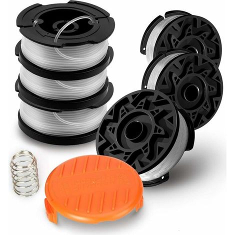 Bravix Lot De 6 Bobines Af-100-3zp Pour Coupe-bordures,6 X 9 M De Fil En Nylon, Fil De ⌀1,65 Mm+1 Capuchon +1 Ressort