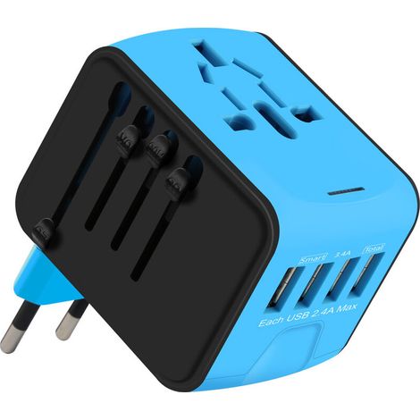 Bravix Adaptateur Voyage, Adaptateur Prise Universelle 4 Ports Usb & Prise Ac, Adaptateur Prise France Vers Usa Uk Allemagne Thaïlande Italie Australie Chine Japon