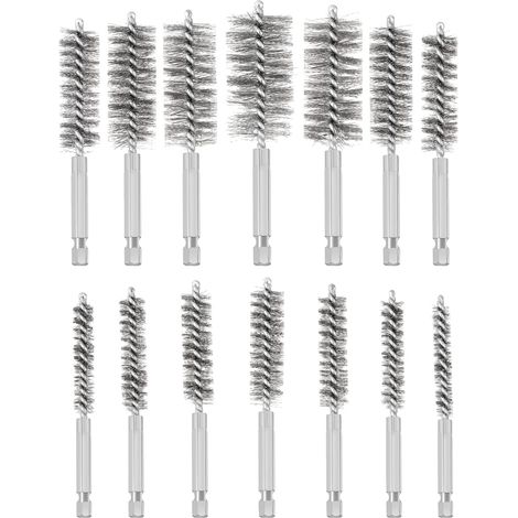 Bravix Brosse Metallique Pour Perceuse, 14 Pièces Brosse De Trou En Acier Inoxydable, Différentes Tailles Brosse De Nettoyage En Acier Inoxydable Pour Éliminer Vieille Peinture Et Rouille