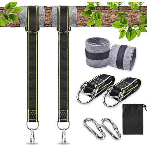 Bravix Fixation Hamac Sangle Balancoire Fixation Pour Fauteuil Suspendu Corde Balancoire Exterieur Accessoire Mousquetons De Sécurité Balancoire Sangle Balancoire Arbre Pour Hamac Balancoire (1.5m X 2