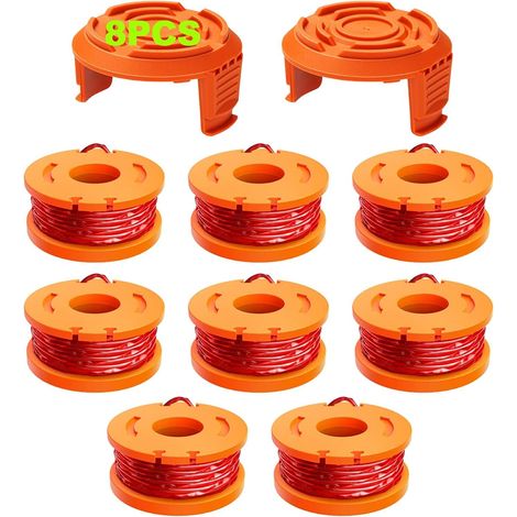 Bravix 10 Pcs Fil Coupe Bordure Compatible Avec Coupe Bordure, Ø 1,65mm & 3m Bobine Fil Coupe Bordure, Ligne De Bobine De Coupe De Remplacement Et Capuchon De Protection(8 Fil Coupe Bordure,2 Couvercl