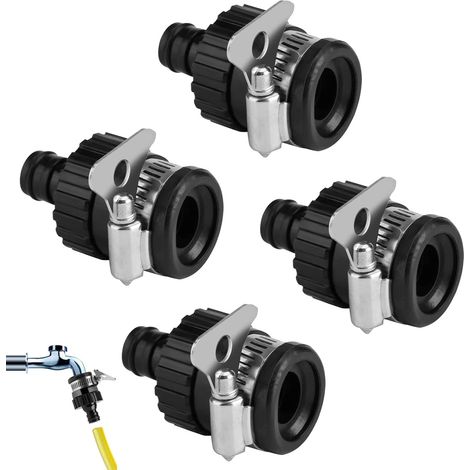 Bravix Lot De 4 Adaptateurs De Tuyau Universels Pour Robinets De 16mm De Diamètre Et Connecteur De Tuyau D'Arrosage