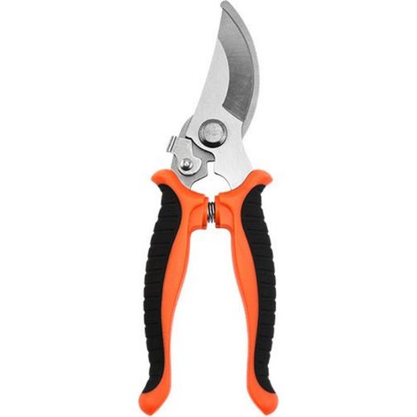 Bravix Orange, 2 Pièces, Sécateur À Lame Franche, Avec Poignée Pivotante, Pour Branches Et Brindilles Fraîches, Revêtement Antiadhésif, Lame En Acier Inoxydable, Longueur : 24 Cm,