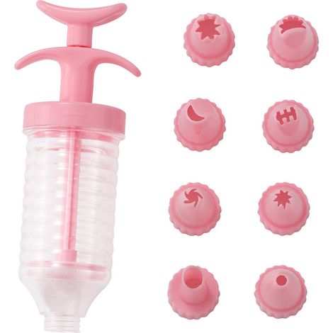 Bravix Gâteau Seringues À Pâtisserie Avec 8 Douilles, Seringue À Décorer Seringue De Glaçage Diy Patisserie Accessoire Kit Professionnelle Pour Décoration De Cupcake Et Muffins Gâteaux, Plastique, Ros
