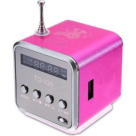 Bravix Mini Td-v26 Digital Fm Radio Haut-parleur Portable Fm Récepteur Avec Lcd Stéréo Haut-parleur Support Micro Tf Carte A2 Rose