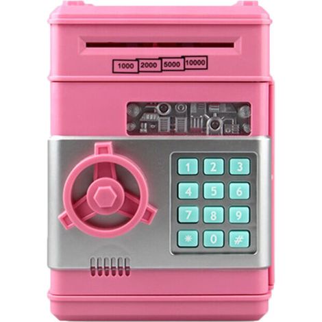 Bravix Tirelire Atm Électronique À Roulement Automatique Avec Coffre-fort Combiné Pour Garçons, Filles, Enfants, Cadeaux D'Anniversaire Et De Noël (rose)
