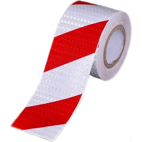 Ruban De Signalisation Rouge Et Blanc Bande Reflechissante Autocollante Avertissement De La Circulation Nuit De Autocollant Reflechissant Voiture Marquage Sol,5cm X 25m