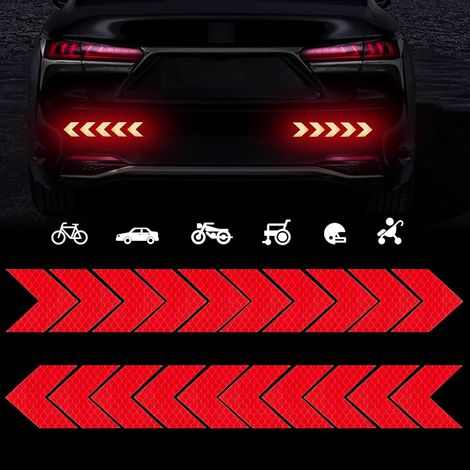 Bravix 20 Pièces Autocollants Réfléchissants Haute Intensité Pour Voiture Visibilité Nocturne Qualité Diamant Avertissement De Sécurité Étanche Pour Voiture Poussette De Moto (rouge)