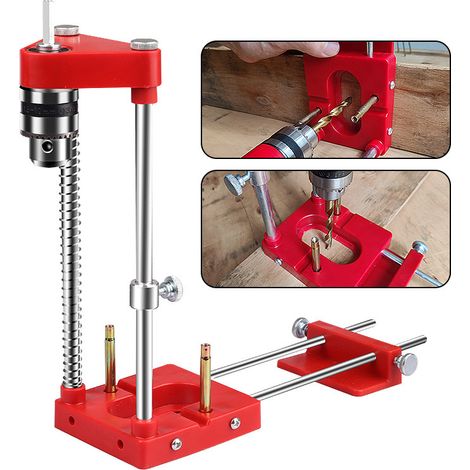 Bravix Localisateur De Perceuse Guide De Gabarit De Perçage Portable Positionneur De Perforation Precis Outil De Travail Du Bois Modele: Rouge