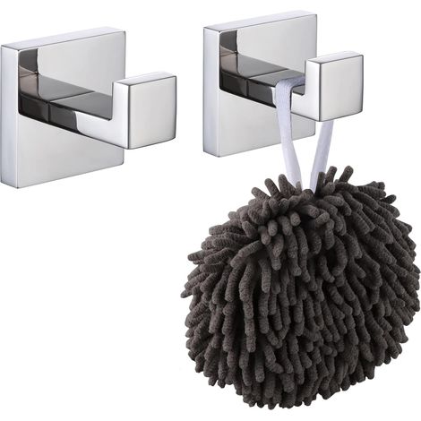 Bravix Crochet Mural Carré Pour Peignoirs Pack De 2, Manteaux, Salle De Bain, Cuisine, Garage, Acier Inoxydable , Poli