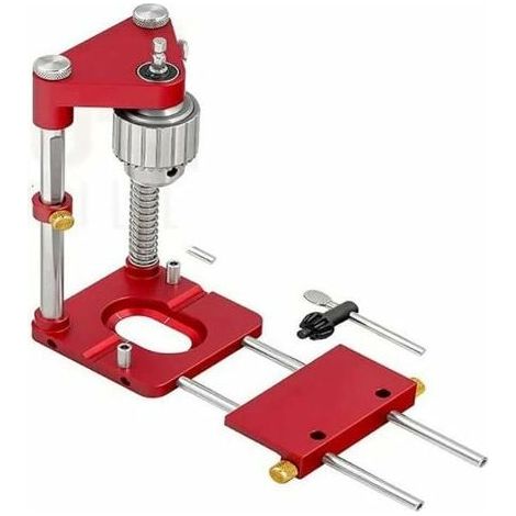 Localisateur De Perceuse Guide De Gabarit De Perçage Portable Positionneur De Perforation Precis Outil De Travail Du Bois En Acier Pour Charpentier, Modele: Rouge