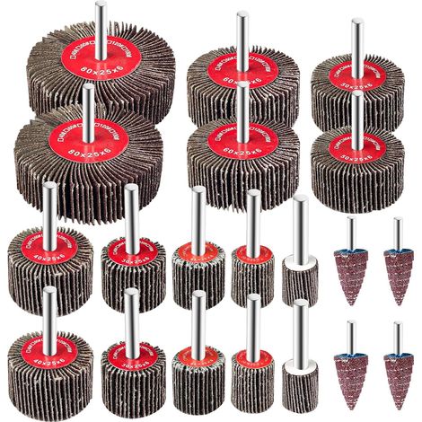 Bravix 20 Pièces Roue À Lamelles, Abrasif Roue Avec 10 Tailles Différentes Pour Outils Rotatifs Roue De Polissage Avec Tige, Disque De Meulage Pour Le Meulage De Polissage, Ponçage