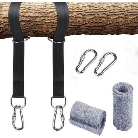 Bravix Kit De Harnais De Suspension Pour Hamac Avec 2 Mousquetons Robustes Et Anneaux En D,coussin De Protection D'Arbre