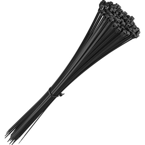 Bravix Collier De Serrage Grande Taille 500 Mm X 7,6 Mm, Attache Câble, Serre Câbles Grand Nylon, Colliers Serre-cable 500mm, Noir, Lot De 100 Pièces