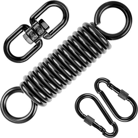 Bravix Ressort Oscillant Pour Fauteuil Suspendu, Fauteuil Suspendu Avec 2 Mousquetons Et Crochets Pivotants À 360 °, Mousqueton, Capacité De Charge Jusqu'à 250 Kg, Ressort De Suspension Pour Sac De
