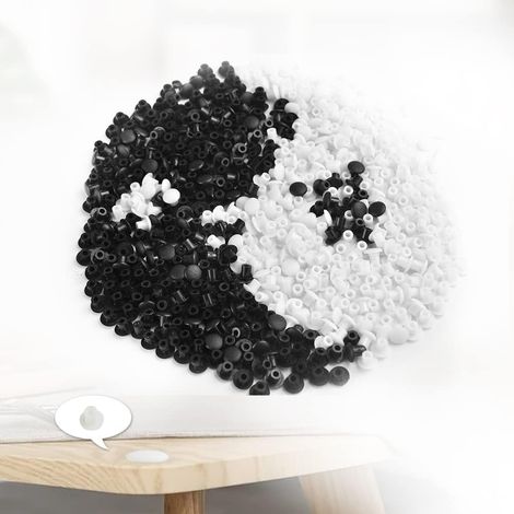 Bravix 600 Pcs 5mm Bouchon De Trou De Vis Meuble Bouchons Cache-trou En Plastique Cache-vis Ronds Couvercle De Trou Perçage Pour Décorer Meubles, Armoires, Cuisines, Bureaux(noir Et Blanc)