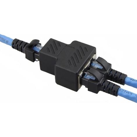 Bravix Adaptateur Répartiteur Réseau Rj45 1 Vers 2 Ports Femelles, Double Prise Ethernet 8p8c, Rallonge De Câble Réseau Lan Pour Cat5, Cat5e, Cat6, Cat7