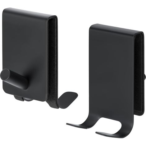 Bravix Crochet De Douche Pour Serviette Sans Perçage Crochets Porte De Bains En Acier Inox Adapter 4-10mm D'Épaisseur Verre 2 Pièces Noir