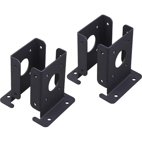 Bravix Ancrage De Poteau Robuste Pergola De Support Stable Support De Poteau De Boîte Aux Lettres, 4 Ancrages Stables Pour Pergola, Demi-base Noire Pour Poteaux En