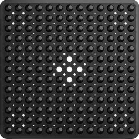 Bravix Tapis De Douche Anti-dérapants Tapis De Bain Avec Ventouse, Waschbare Maschine Tapis De Pvc Douche Avec Trous De Vidange, 53 × 53cm, Transparent Noir