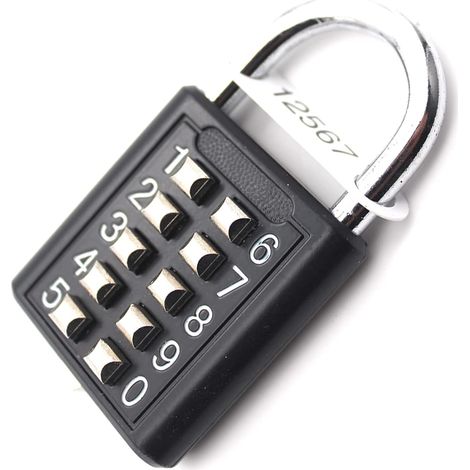 Bravix 10-digit Cadenas À Combinaison Serrure Combinée, Métal Étanche - Noir Anti-vol Bouton Cadenas