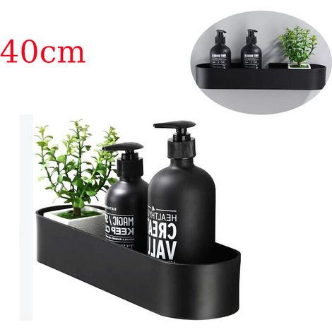 Bravix 40cm Étagère De Douche Sans Perçage, Étagère Douche Salle De Bain Auto-adhésif Acier Inoxydable,noir