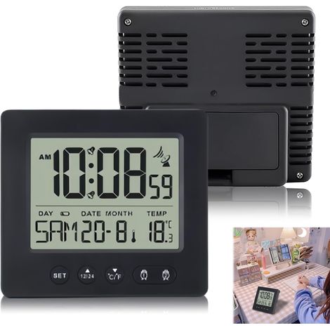 Bravix Réveil À Commande Numérique Avec Lampe: Réveil De Voyage, Horloge À Commande Automatique, Réveil Numérique Avec Deux Réveils Indépendants, Thermomètre