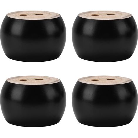 Jeu De 4 Pieds De Meubles En Bois Massif Tourné Noir De 5 Cm, Vis Non Comprises, Pour Canapés, Armoires Et Fauteuils De Relaxation.