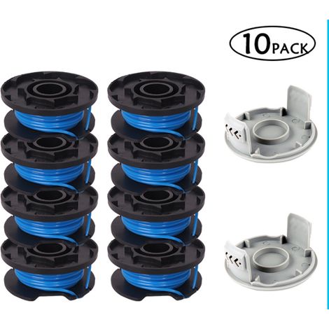 Bravix 10 Paquets Bobine De Rechange Pour Coupe-bordure Pouce Pour Ryobi, Compatible Avec Ryobi One + Ac14rl3a, Coupe-fil Sans Fil, 8 Bobines + 2 Capuchons De Coupe