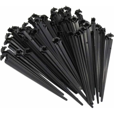 Bravix 50 Pcs Support De Tuyau Fixation Au Sol Pour Piquets "c" Support De Tiges Fixes Pour Tuyau D'Irrigation Et Tuyau D'Arrosage De Jardin