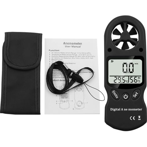 Bravix Mini Anémomètre Numérique Multifonction Portable Température Et Hygromètre (noir)