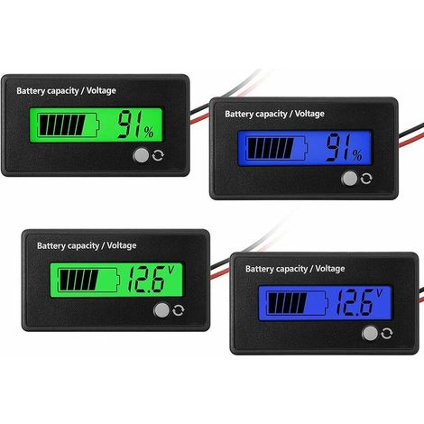 Bravix Lot De 4 Jauges De Batterie Dc 12 V 24 V 36 V 48 V Avec Alarme, Indicateur De Tension De Capacité De Batterie, Jauge De Carburant De Batterie Au Plomb Et Indicateur De Batterie Li-ion (vert Et