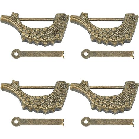 Bravix 4 Ensembles De Serrures À Combinaison En Alliage De Poisson Rétro 60x31x8.5mm En Forme De Poisson Cadenas De Verrouillage Vintage Avec Clé Pour Boîte D'Armoire De Porte De Tiroir