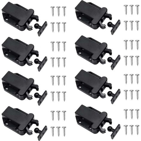 8 Pièces Loquets À Libération Tactile Loqueteau Pousse Lache Loquets De Porte Non Magnétiques Pour Placard Meubles Porte Armoire Loquet Tactile Noir
