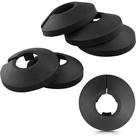 Bravix Lot De 6 De Cache-tuyaux En Plastique Pour Radiateur - Noir - Plaque De Protection Légère En Plastique - Pour Décoration Murale De Tuyaux